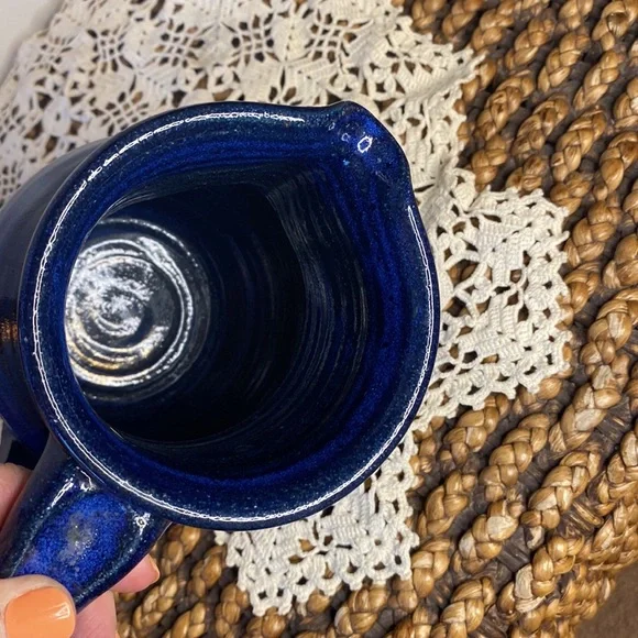 Made in Jerome Arizona Pottery Cobalt Blue Large Pitcher - Picture 5 of 8